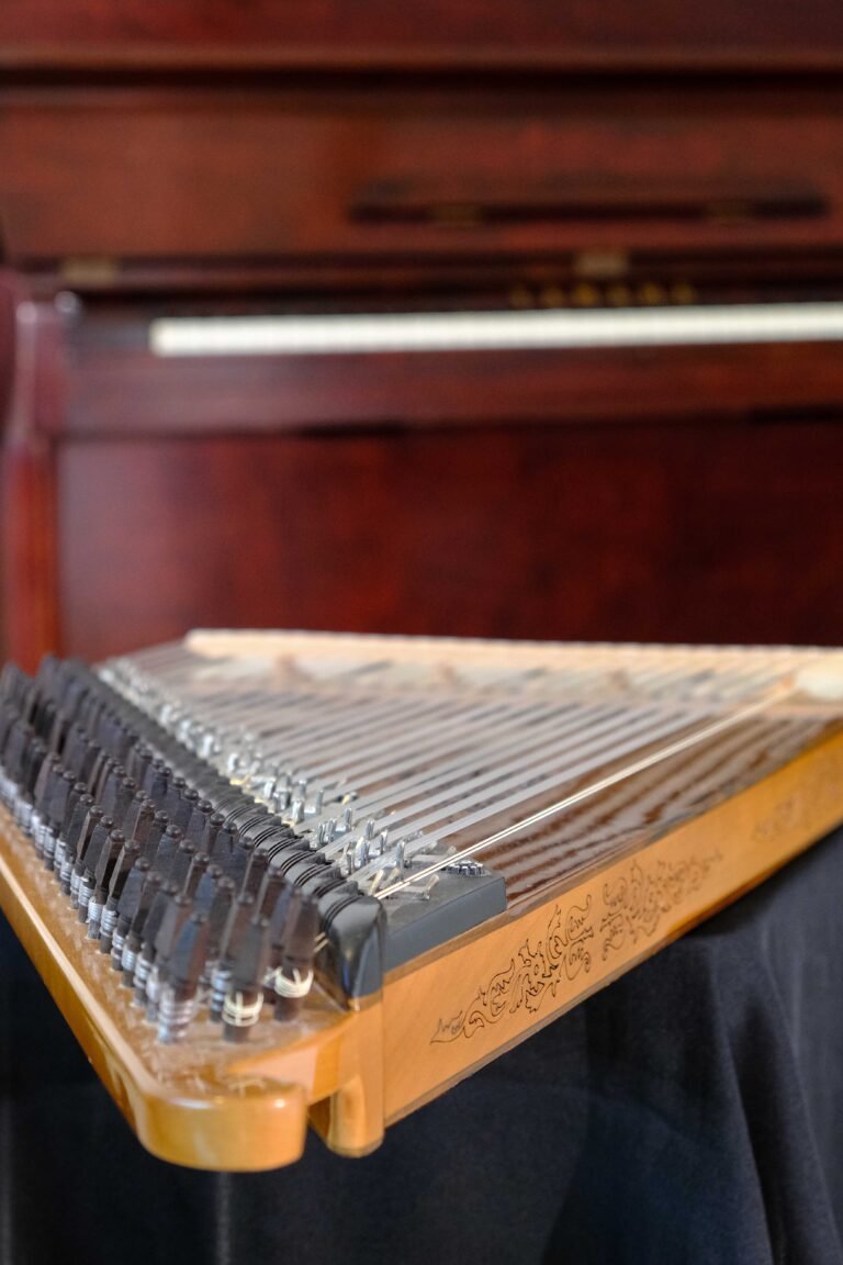 Qanun instrument close up different corner