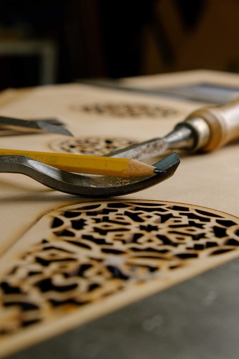 Qanun instrument under construction with tools